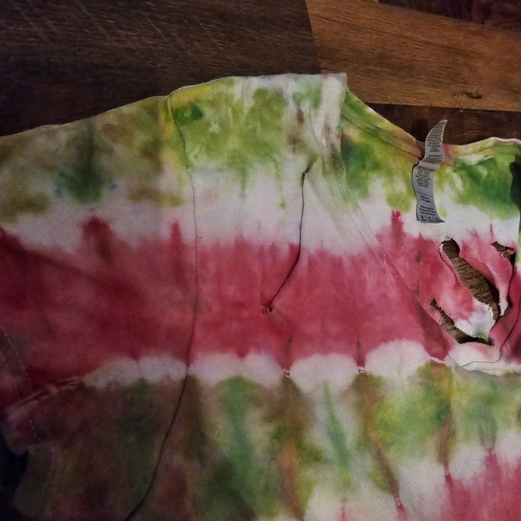 Gildan Pink and Green Tie-Dye Short Sleeve Tee - Picture 4 of 7